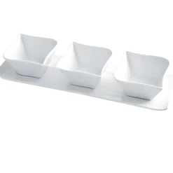 ANTIPASTIERA IN PORCELLANA LINEA CARLOTTA 30X10CM BIANCO