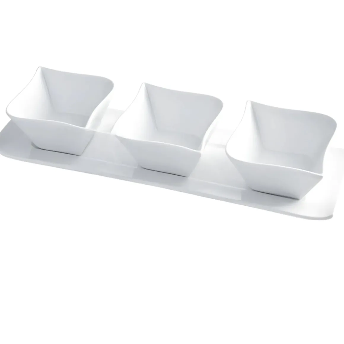 ANTIPASTIERA IN PORCELLANA LINEA CARLOTTA 30X10CM BIANCO