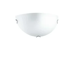 APPLIQUE BIANCO SATINATO CON GANCIO FILO CROMO D30X15CM - 1XE27 MAX 60W : vendita online APPLIQUE BIANCO SATINATO CON GANCIO FILO CROMO D30X15CM - 1XE27 MAX 60W in offerta