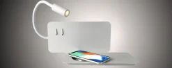 APPLIQUE A LED IPNO DX BIANCA RICARICA USB E WIRELESS - 810lm 4000K 6+3W: vendita online APPLIQUE A LED IPNO DX BIANCA RICARICA USB E WIRELESS - 810lm 4000K 6+3W in offerta