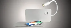 APPLIQUE A LED IPNO SX BIANCA RICARCA USB E WIRELESS - 810lm 4000K 6+3W: vendita online APPLIQUE A LED IPNO SX BIANCA RICARCA USB E WIRELESS - 810lm 4000K 6+3W in offerta