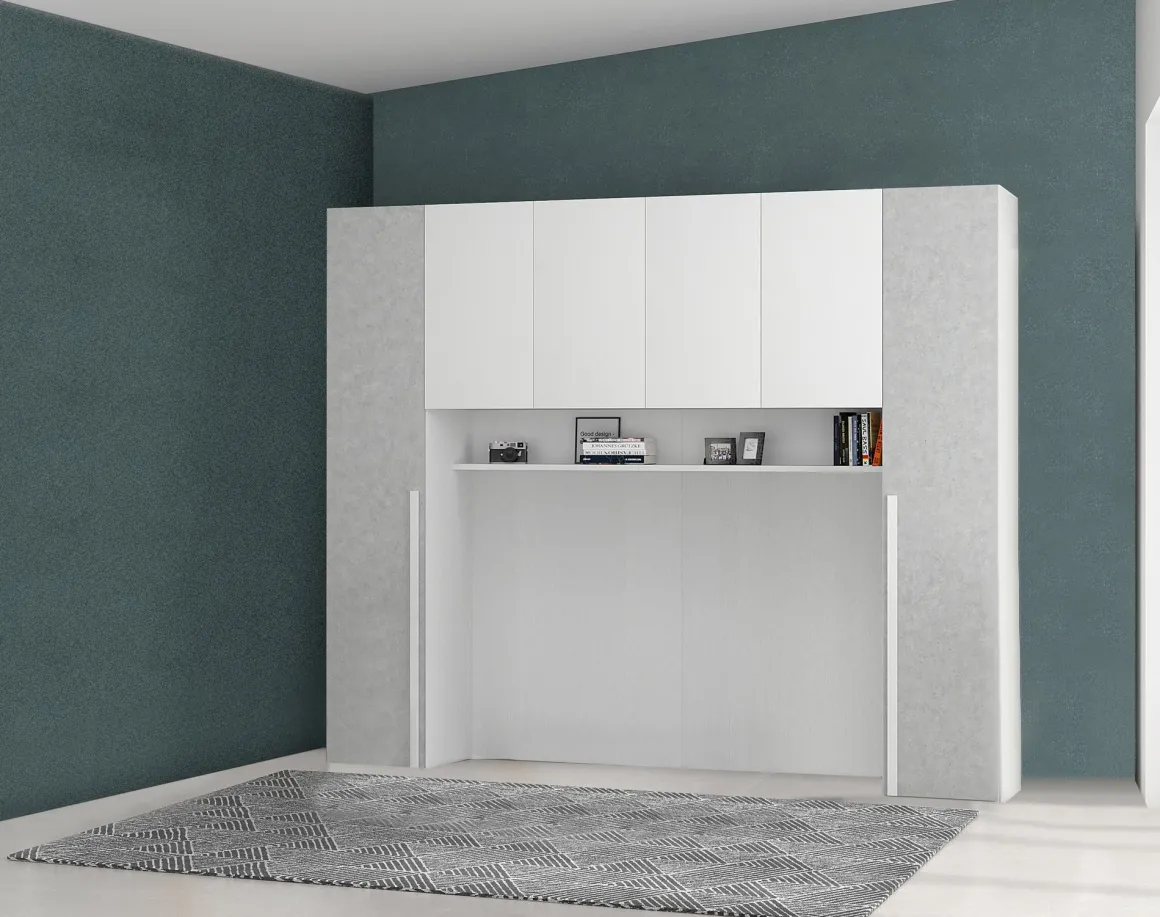 Armadio a Ponte Economico: Modello Mila Colore Bianco e Cemento