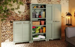 ARMADIO A RIPIANI MOD. PLANET OUTDOOR IN RESINA CM 80X44 H 182 GRIGIO/VERDE: vendita online ARMADIO A RIPIANI MOD. PLANET OUTDOOR IN RESINA CM 80X44 H 182 GRIGIO/VERDE in offerta