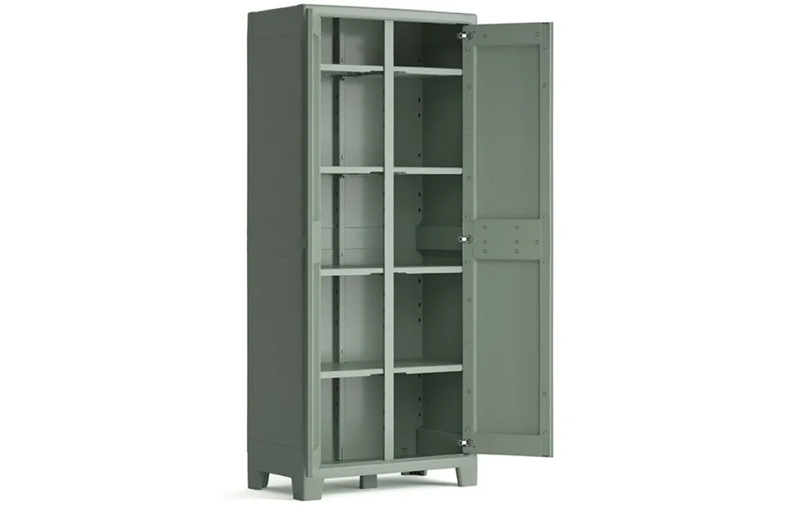 ARMADIO A RIPIANI/PORTASCOPE MOD. PLANET OUTDOOR IN RESINA CM 80X44 H 182 GRIGIO/VERDE: vendita online ARMADIO A RIPIANI/PORTASCOPE MOD. PLANET OUTDOOR IN RESINA CM 80X44 H 182 GRIGIO/VERDE in offerta