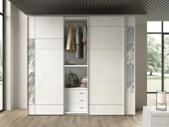 ARMADIO ATHENA CM 270X65 H. 247 SPATOLATO CON SERIGRAFIA EFFETTO MARMO