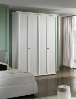 Armadio classico bianco 4 ante con pomello Swaroski