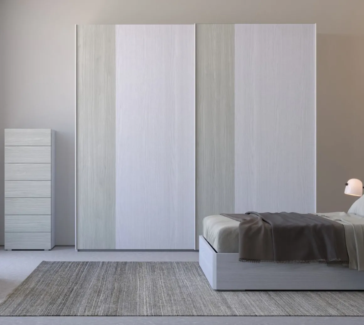 ARMADIO LINK CM 277X62/66 H. 262 FRASSINO NUVOLA E CENERE WOOD