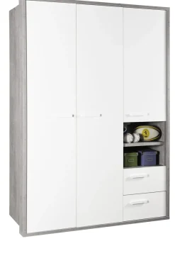 Armadio moderno 3 ante bianco e cemento