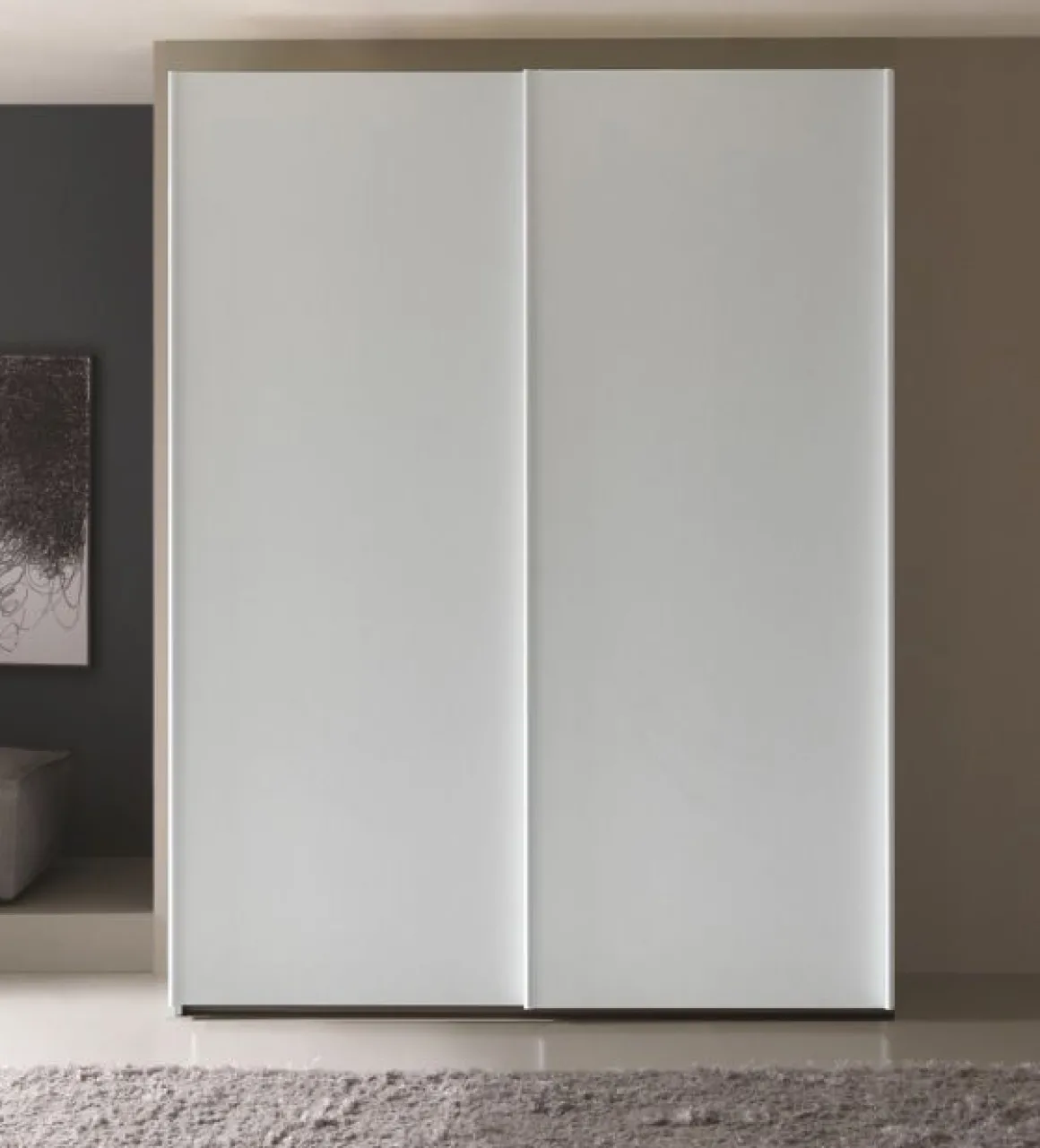 Armadio moderno con due ante scorrevoli laminato