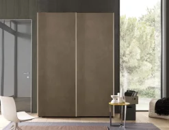 Armadio moderno due ante scorrevoli olmo e bronzo