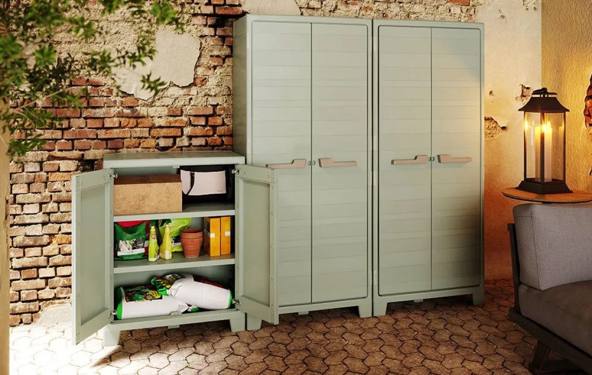 ARMADIO MOD. PLANET OUTDOOR IN RESINA CM 80X44 H. 100 GRIGIO/VERDE: vendita online ARMADIO MOD. PLANET OUTDOOR IN RESINA CM 80X44 H. 100 GRIGIO/VERDE in offerta