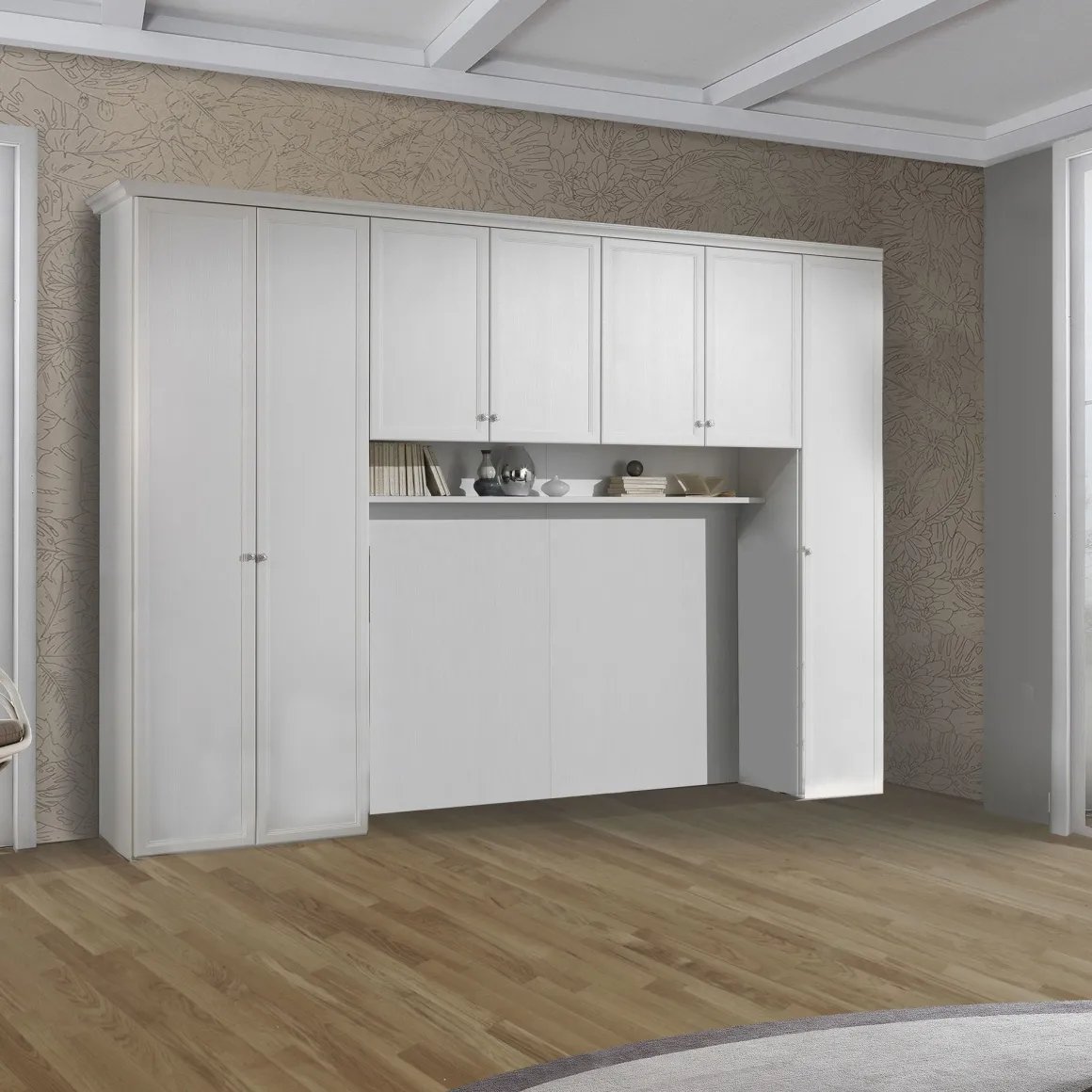 ARMADIO PONTE GINEVRA 350X60 H. 252 BIANCO FRASSINATO