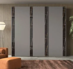 ARMADIO RIGO CM 270X65 H. 247 FANGO E VETRO MARMO DARK