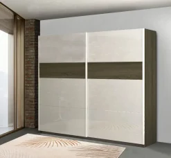 ARMADIO UNICO CM 240X63 H. 220 ROVERE TARTUFO E BIANCO LUCIDO