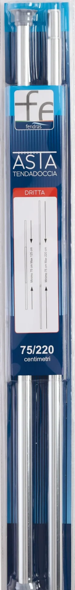 ASTA TENDA DOCCIA DRITTA DA CM 75 A 220 IN PVC CROMO