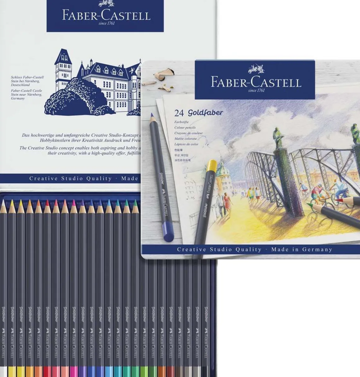Astuccio In Metallo con 24 Matite Colorate Gold Faber Castell