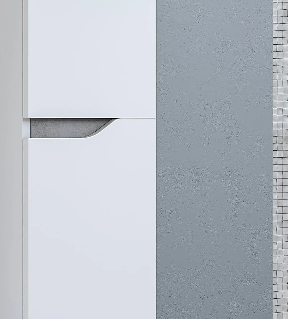BAGNO COMPLETO GRACE2 LACCATO BIANCO LUCIDO CON PARTICOLARI CEMENTO