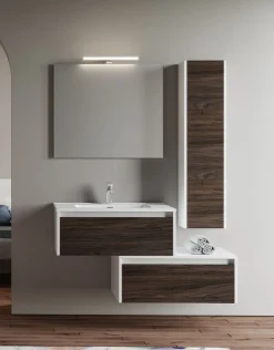 BAGNO COMPLETO LUNA LACCATA BIANCA LUCIDA ED OLMO CAFFE'