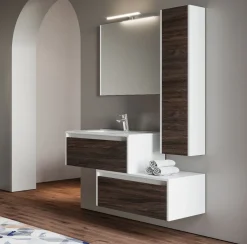 BAGNO COMPLETO LUNA LACCATA BIANCA LUCIDA ED OLMO CAFFE'