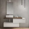BAGNO COMPLETO NINFA LACCATO BIANCO OPACO E TABACCO