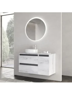 BAGNO COMPLETO MOD. CUBE 2 CM 121 QUERCIA BIANCA