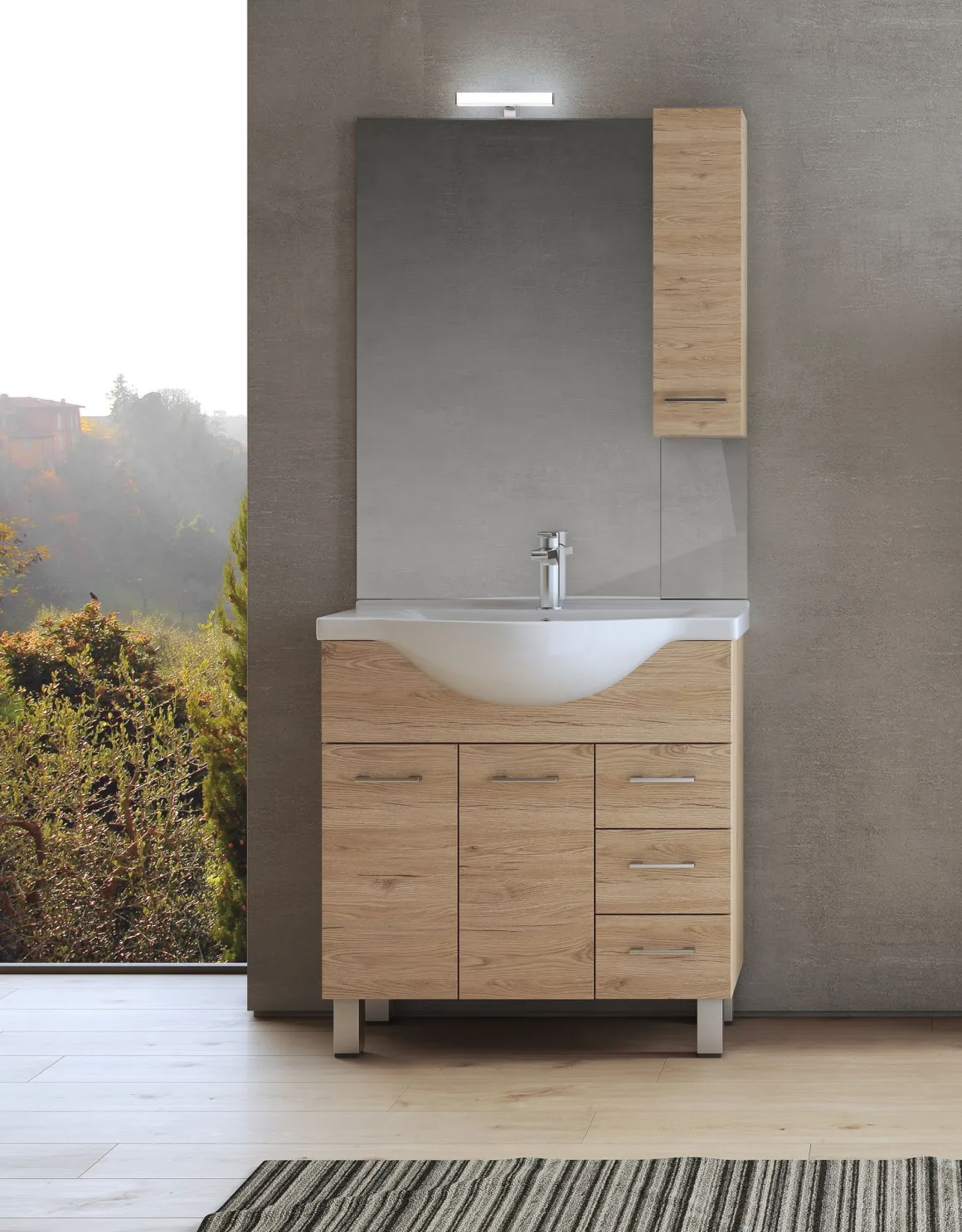 BAGNO COMPLETO MOD. GAIA CM 85 QUERCIA NATURALE