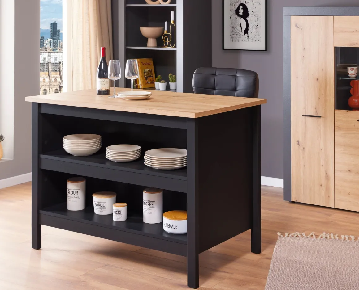 BANCONE HELINA CM 124X75 BLACK E ROVERE ARTISAN