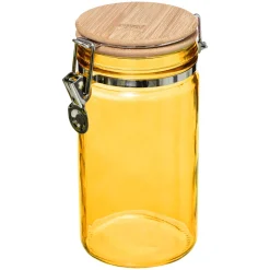 BARATTOLO ERMETICO GIALLO CON TAPPO IN BAMBÙ DA 1LT