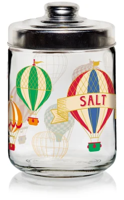 BARATTOLO IN VETRO CON TAPPO IN ALLUMINIO 800LT DEC. MONGOLFIERE SALT