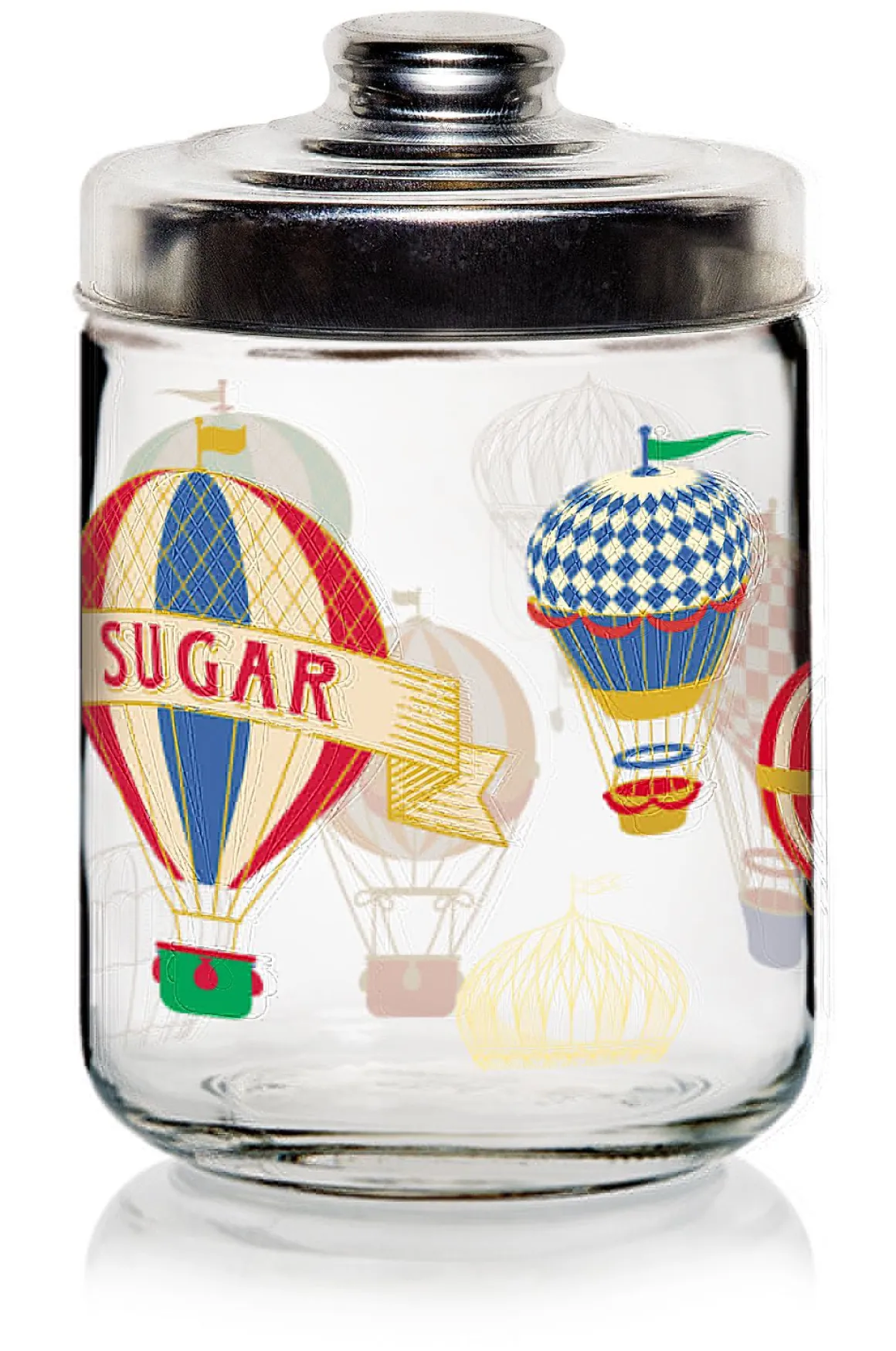BARATTOLO IN VETRO CON TAPPO IN ALLUMINIO 800LT DEC. MONGOLFIERE SUGAR