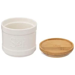 BARATTOLO SALE NATUREO BIANCO CON TAPPO IN BAMBU' 10.7X10CM