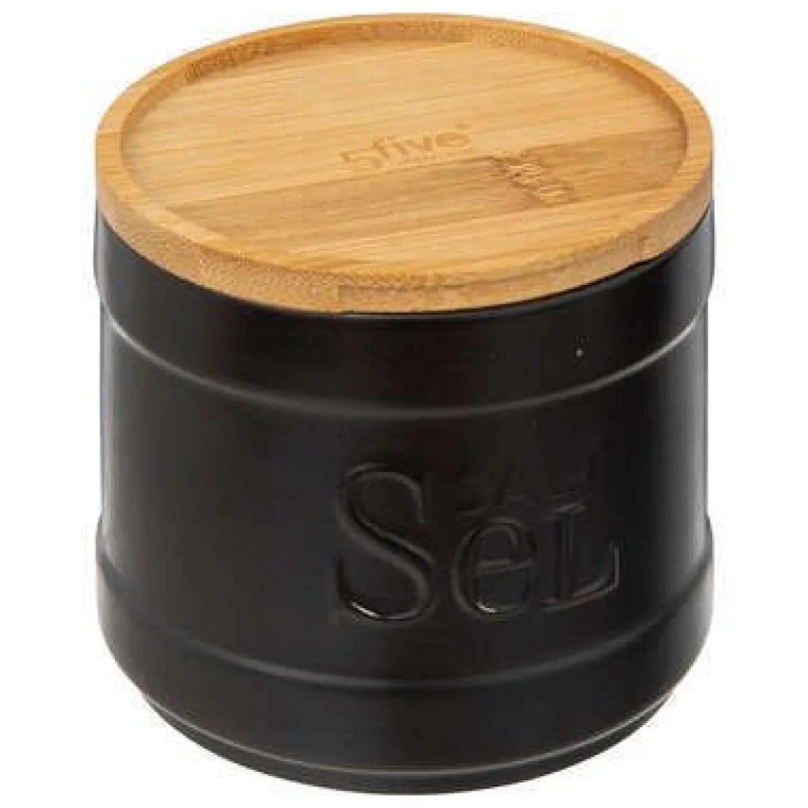 BARATTOLO SALE NATUREO NERO CON TAPPO IN BAMBU' 10.7X10CM