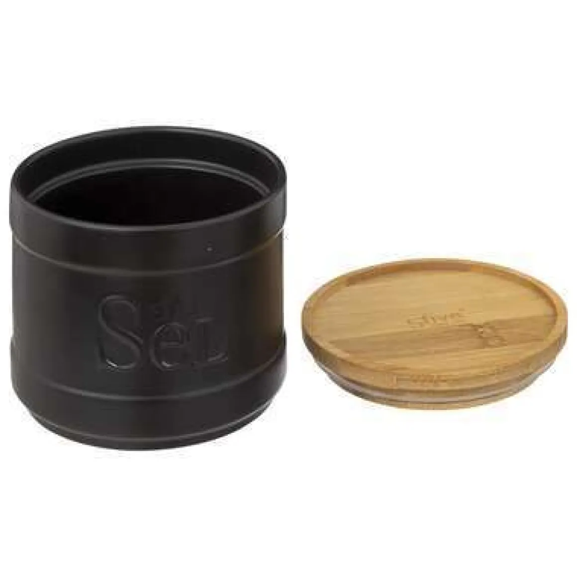 BARATTOLO SALE NATUREO NERO CON TAPPO IN BAMBU' 10.7X10CM