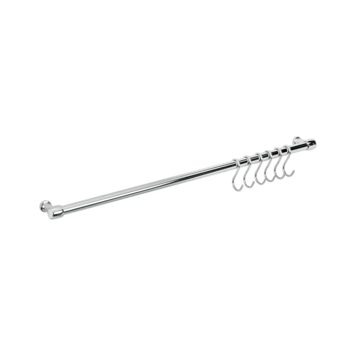 BARRA CON 6 GANCI LONARDO IN FERRO CROMATO 58CM