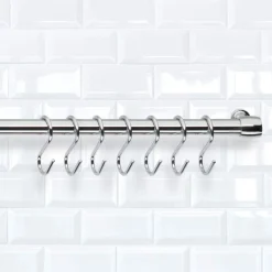 BARRA CON 6 GANCI LONARDO IN FERRO CROMATO 78CM