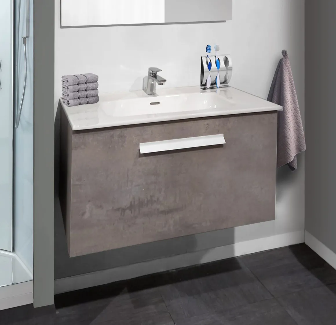 BASE BAGNO SOSPESA AURA CM 81 CEMENTO CHIARO
