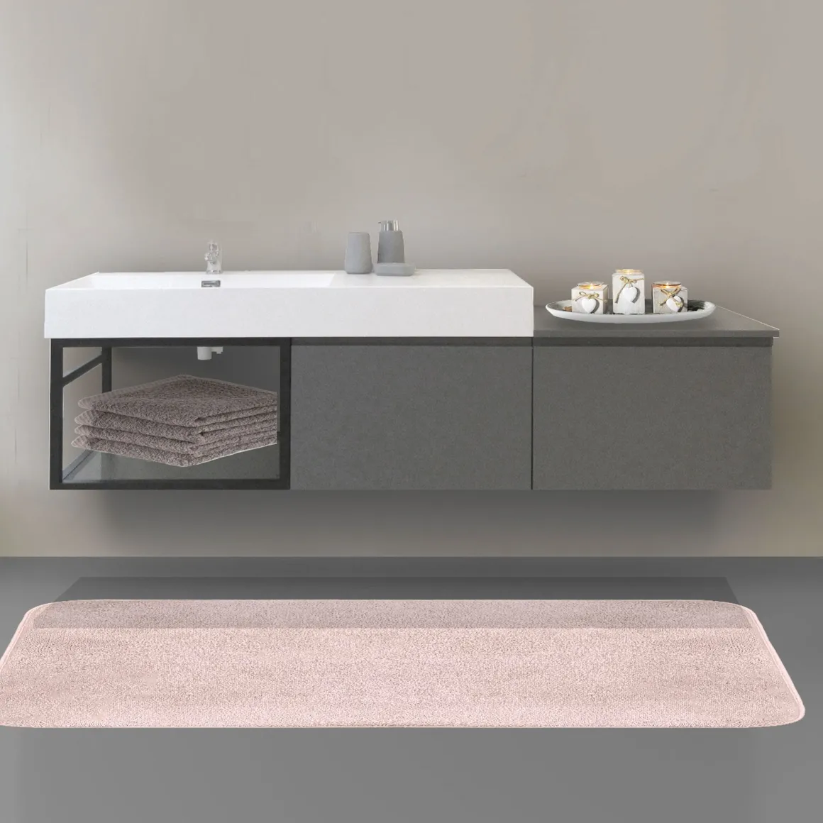 BASE BAGNO SOSPESA MOD. B-GO CM 180 LACCATO PELTRO SABBIATO