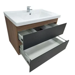 BASE BAGNO SOSPESA MOD. GRACE4 CM 82 NOCE E GRAFITE OPACO