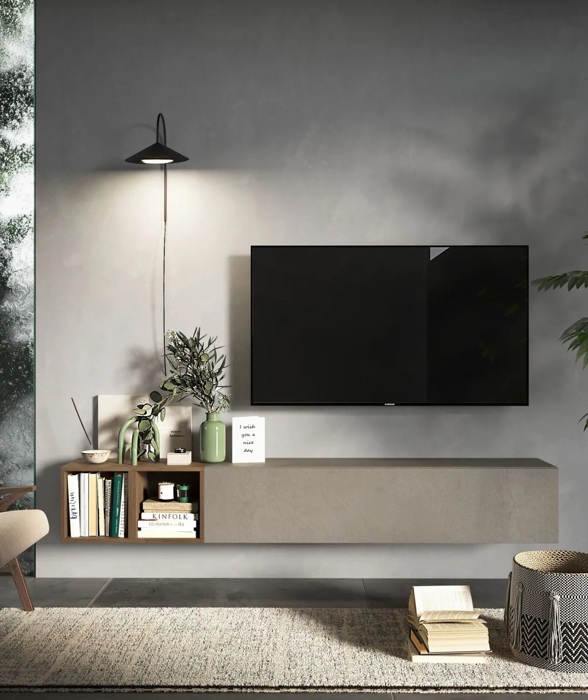 BASE SOGGIORNO PORTA TV MOD. INFINITY 2.0 ARGILLA/MERCURE in vendita online