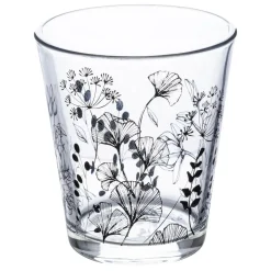 BICCHIERE DA ACQUA WHITE FLORAL VETRO TRASPARENTE CON DECORO 33CL