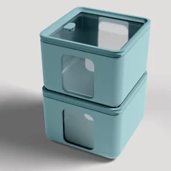 BLIM PLUS - CONTENITORE PEEK BOX QUADRO TEAL 13.3X13.3X10CM 1.3LT