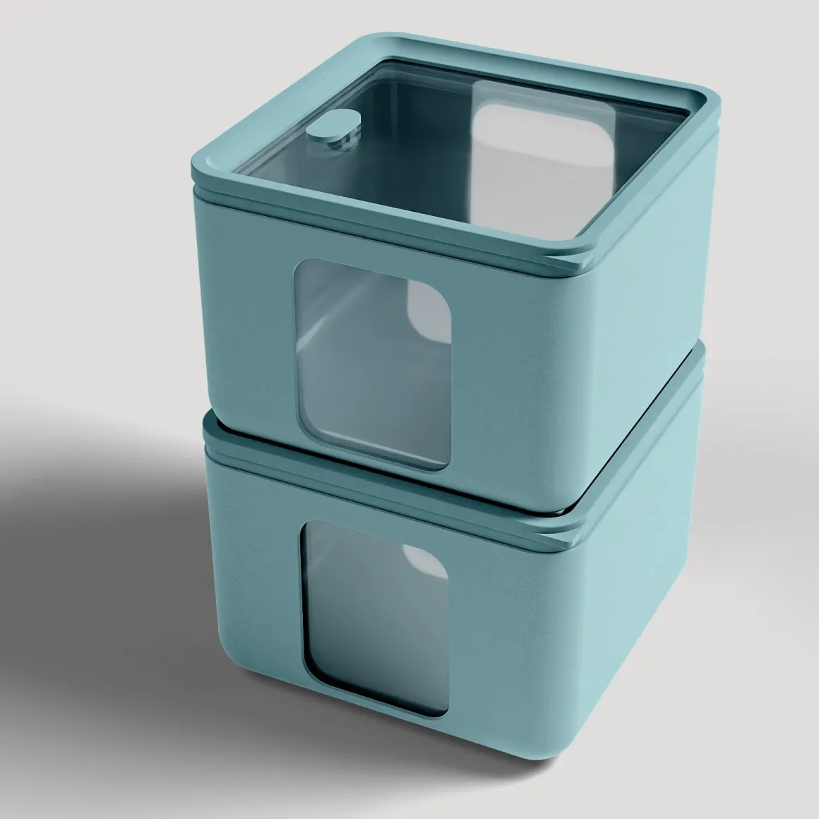 BLIM PLUS - CONTENITORE PEEK BOX QUADRO TEAL 13.3X13.3X10CM 1.3LT