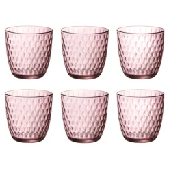 BORMIOLI - SET 6 BICCHIERI ACQUA LINEA SLOT IN VETRO ROSA 29CL