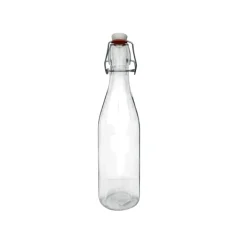 BOTTIGLIA COSTOLATA CON TAPPO MECCANICO IN VETRO TRASPARENTE 500ML