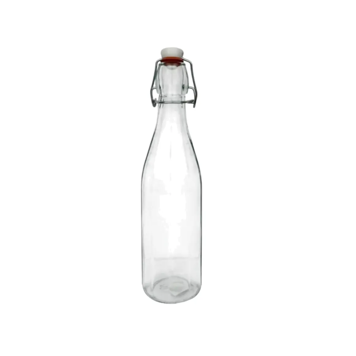BOTTIGLIA COSTOLATA CON TAPPO MECCANICO IN VETRO TRASPARENTE 500ML