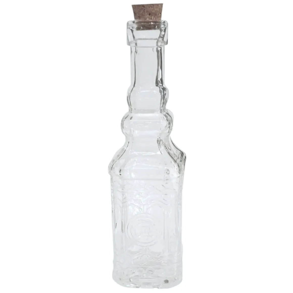 BOTTIGLIETTA QUADRATA CON TAPPO IN SUGHERO 50ML IN VETRO TRASPARENTE