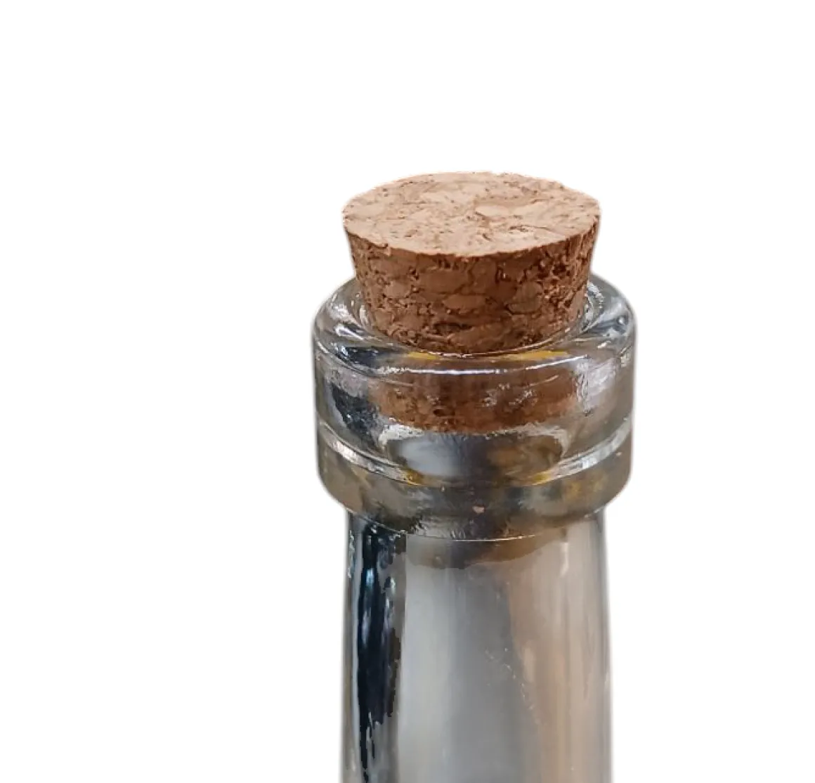 BOTTIGLIETTA TONDA CON TAPPO IN SUGHERO 50ML IN VETRO TRASPARENTE