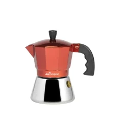 CAFFETTIERA 3 TAZZE IN ALLUMINIO E ACCIAIO INOX ROSSA