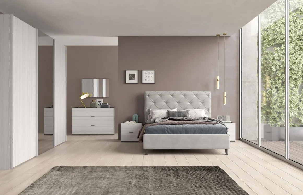 CAMERA MODERNA COMPLETA OSSIDO E ROVERE NORDICO