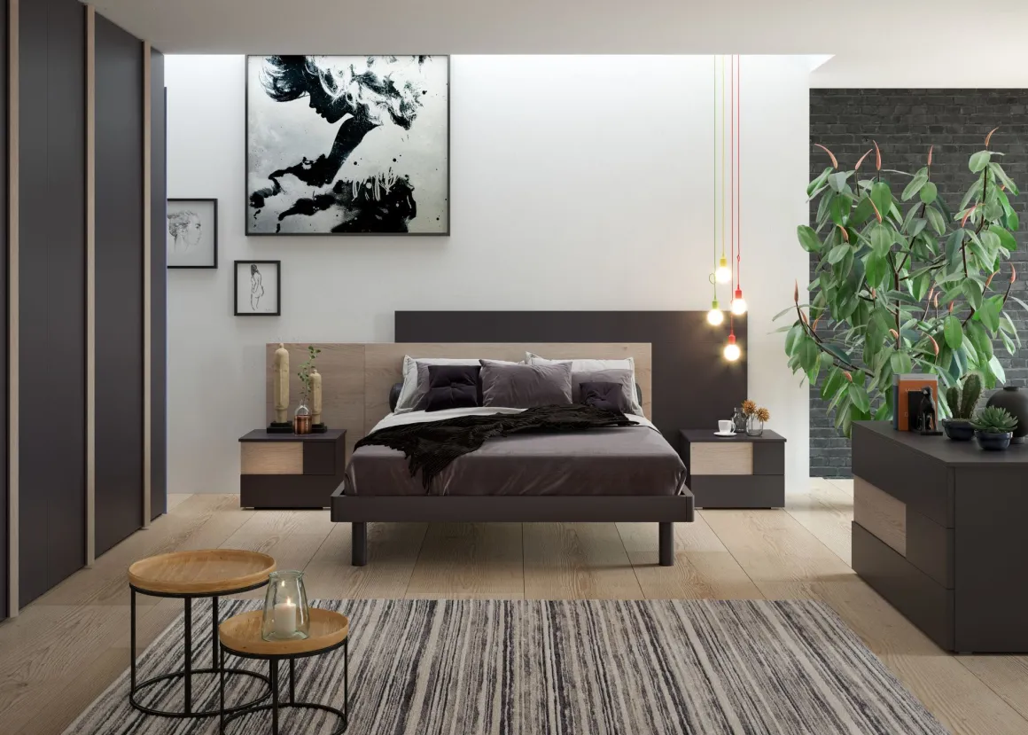 CAMERA COMPLETA VELVET LACCATO PIOMBO OPACO E ROVERE NODATO